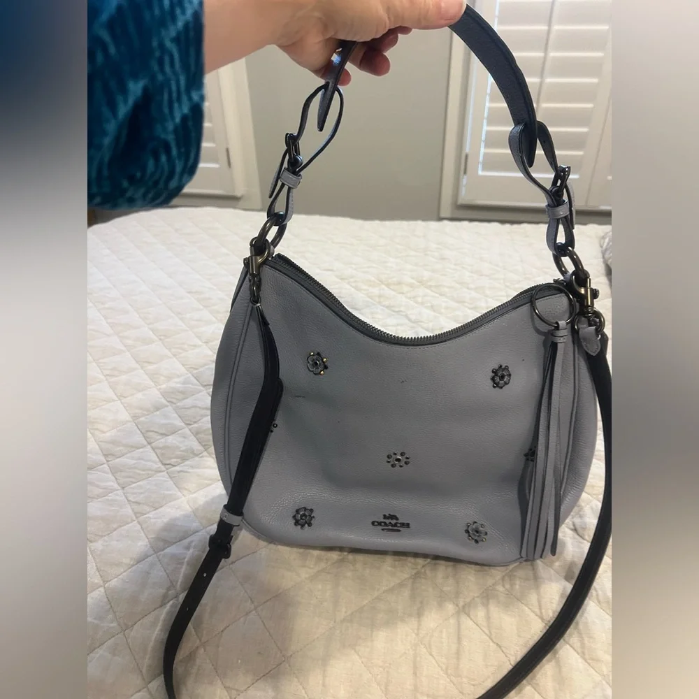 Coach Sutton Leather Hobo With Scattered Rivets Mist